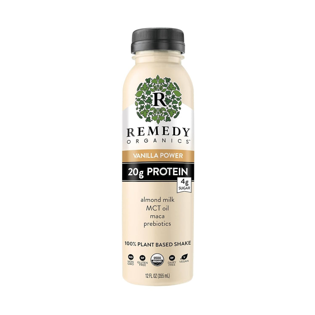Remedy Organics Vanilla Dream Power 12-Pack | Plant Based MCT Oil Protein Shakes, Ready to Drink | USDA Organic, Vegan, Gluten Free, Dairy Free, Soy Free |12 Vanilla Dream Bottles