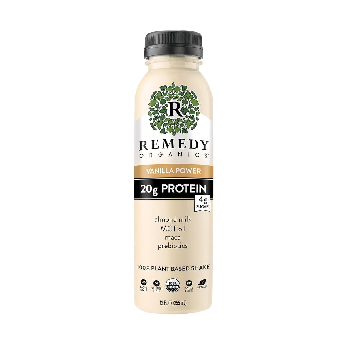 Remedy Organics Vanilla Dream Power 12-Pack | Plant Based MCT Oil Protein Shakes, Ready to Drink | USDA Organic, Vegan, Gluten Free, Dairy Free, Soy Free |12 Vanilla Dream Bottles
