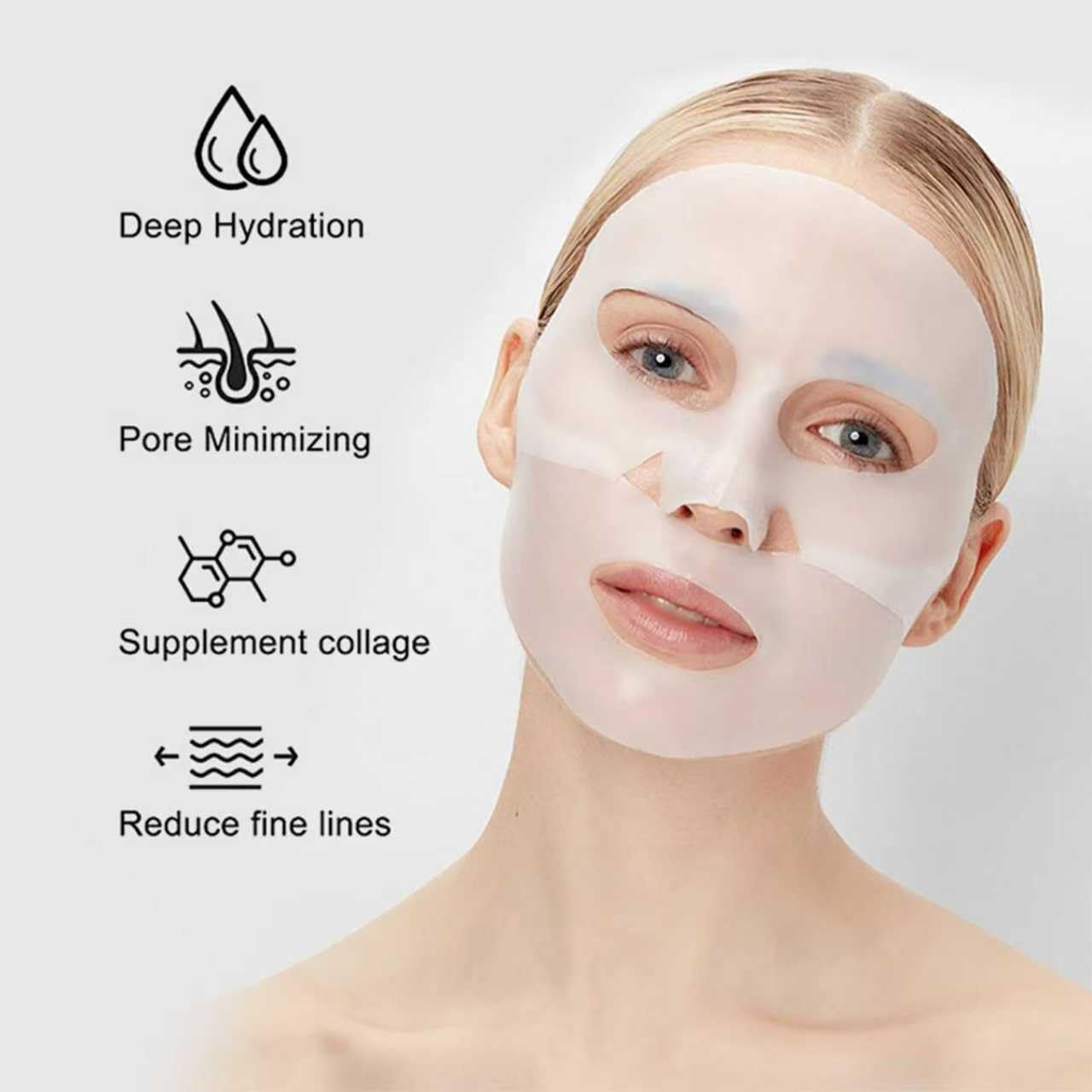 Bio-Deep Collagen Face Mask, Overnight Hydrate Korean Mask - 4PCS | Deeply Hydrating, Pore Minimizing, Firming, Korean Skincare, Ultra-Low Molecular Collagen, Opaque-to-Transparent Absorption