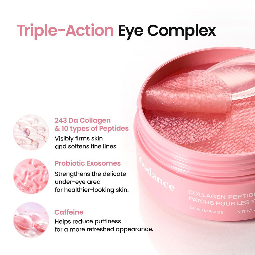 BIODANCE Collagen Peptide Eye Patches, Anti Wrinkle & Smile Line Patches for Face, Under Eye Mask for Fine Lines & Eye Bags, Travel Essentials & Self Care Gifts for Women, Korean Skin Care (60 Count)
