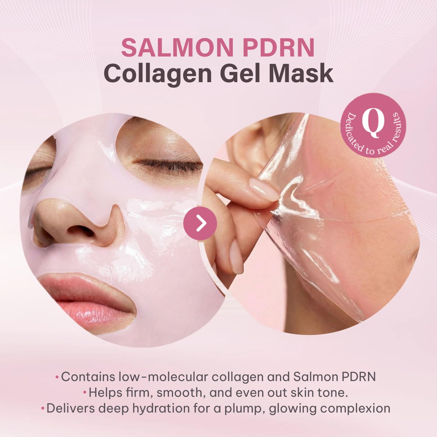 Quasi Salmon PDRN Collagen Mask – Korean Skin care Gel Face Mask for Hydration, Firming & Smoothing Skincare, Collagen Boost & Pore Care – 4 Masks, Non-Irritating, Natural Ingredients