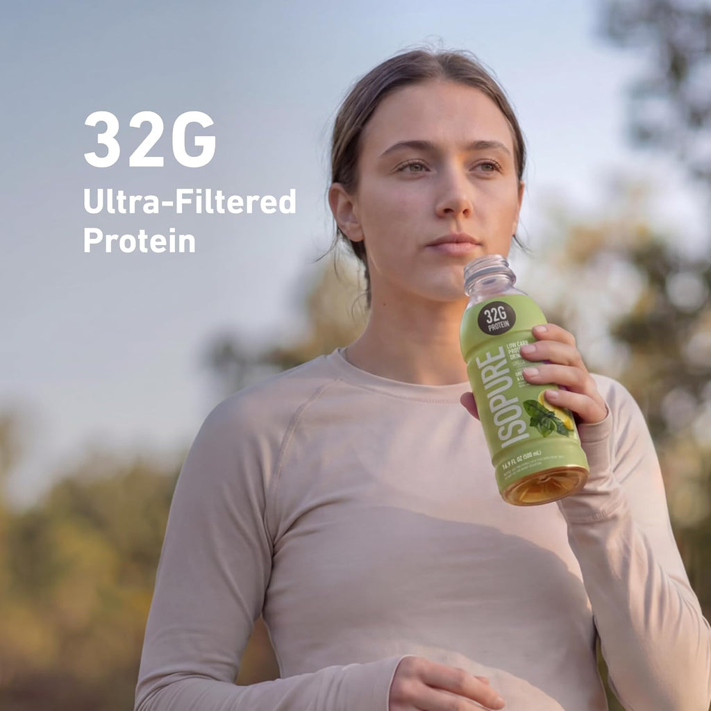Isopure Zero Carb Clear Protein Drink, Green Tea 12 Count