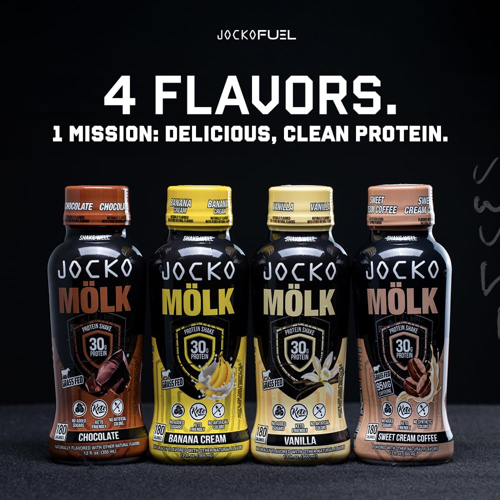 Jocko Fuel High Protein Shakes, Sweet Cream Coffee, 12 fl oz | 12 Pack
