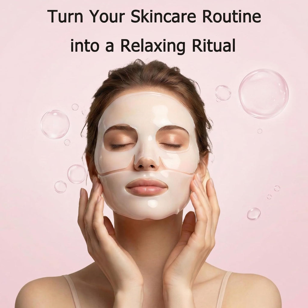 Collagen Face Mask Overnight - Transparent Transforming Korean Hydrogel Mask - Active Complex& Low Molecular Collagen for Glowing Glass Skin - Hydrating & Smoothing Skincare, 8 Sheet