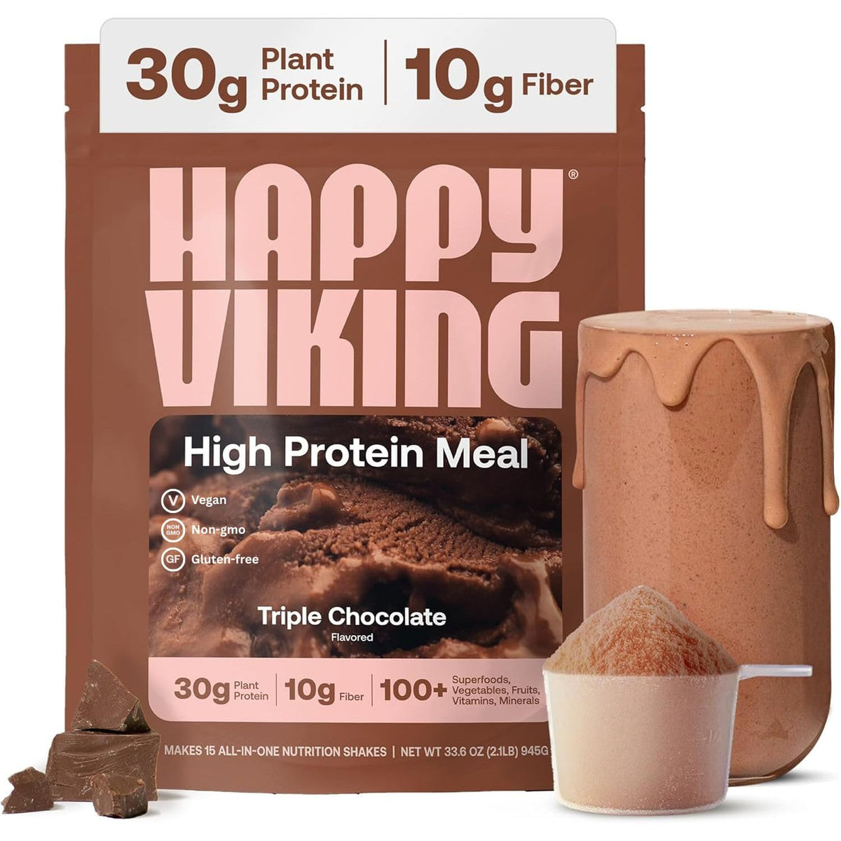 Happy Viking Plant-Based Vegan Protein Powder +100 Superfoods - Vanilla