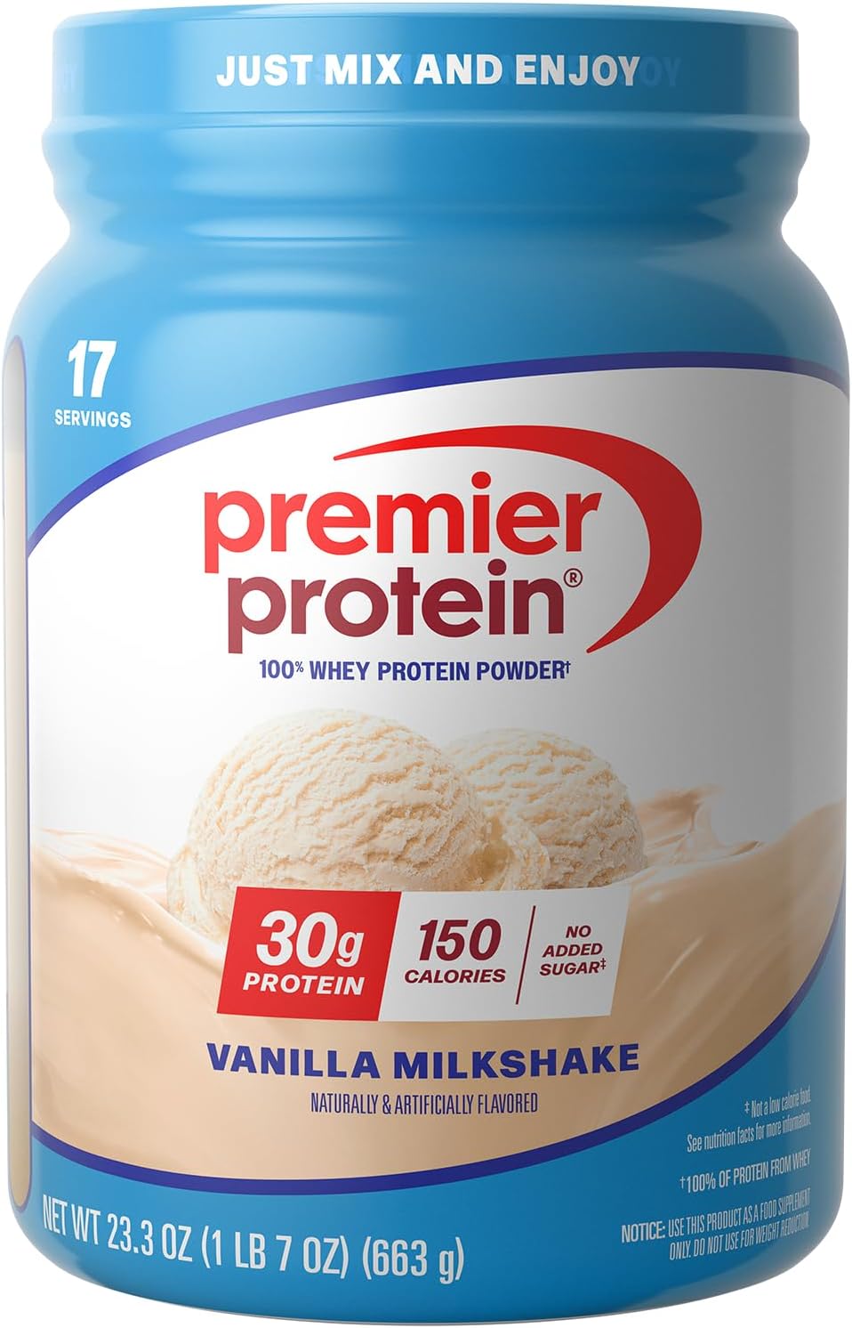 Premier Protein 30g High Protein Powder, 100% Whey, Vanilla, 17 Servings