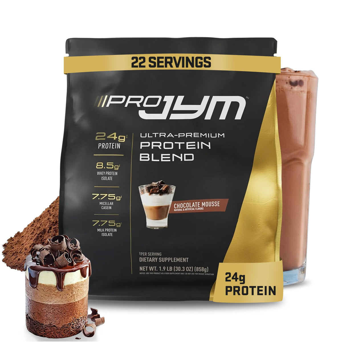 JYM Tahitian Vanilla Bean Whey & Casein Protein Powder, 1.7 lb, 22 Servings