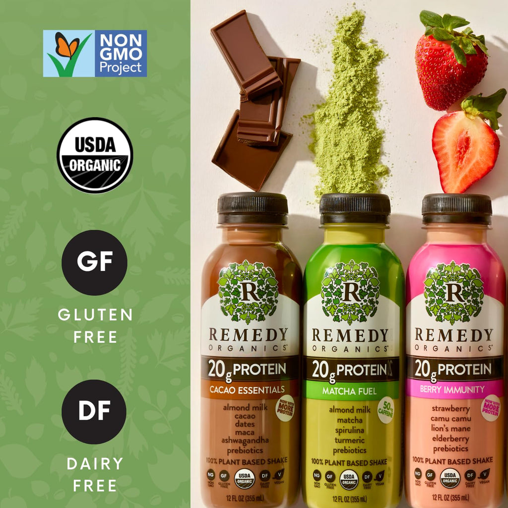 Remedy Organics Variety Assortment Case 10-Pack | Plant Based Protein Shakes, Ready to Drink | USDA Organic, Gluten Free, Dairy Free, Soy Free