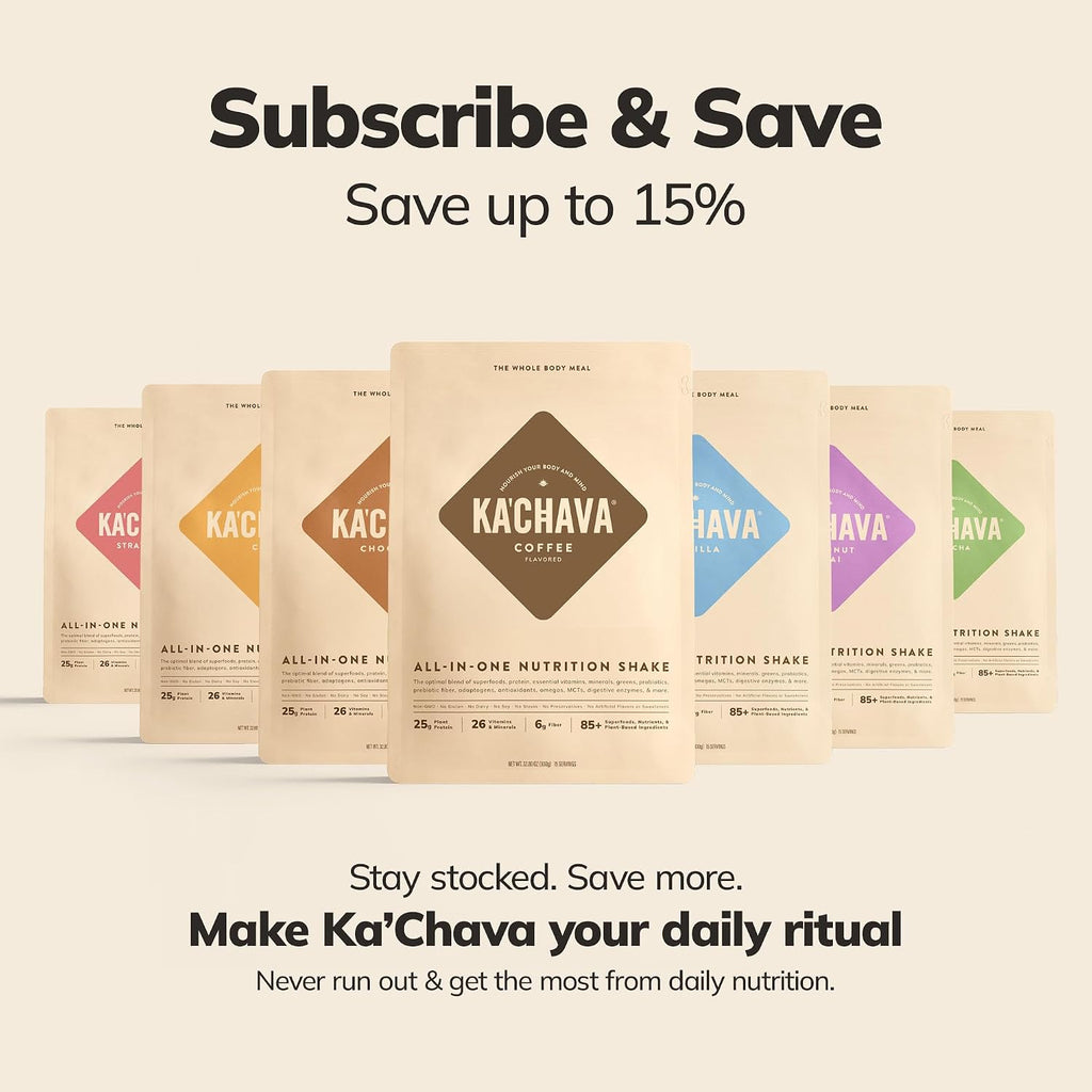 Ka’Chava Whole Body Meal Shake Vanilla 2 lb – Vegan Protein Powder with 85+ Superfoods & Greens – Plant-Based Meal Replacement with Probiotics & Digestive Enzymes – Gluten & Dairy Free (15 Servings)