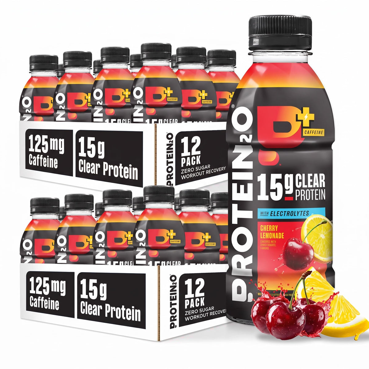 Protein2o 15g Whey Protein Isolate Hydration Drink Plus Energy & Focus, 350mg of Electrolytes, Vitamins B5 & B6, Sugar Free, Cotton Candy, 16.9 oz Bottle (Pack of 12)
