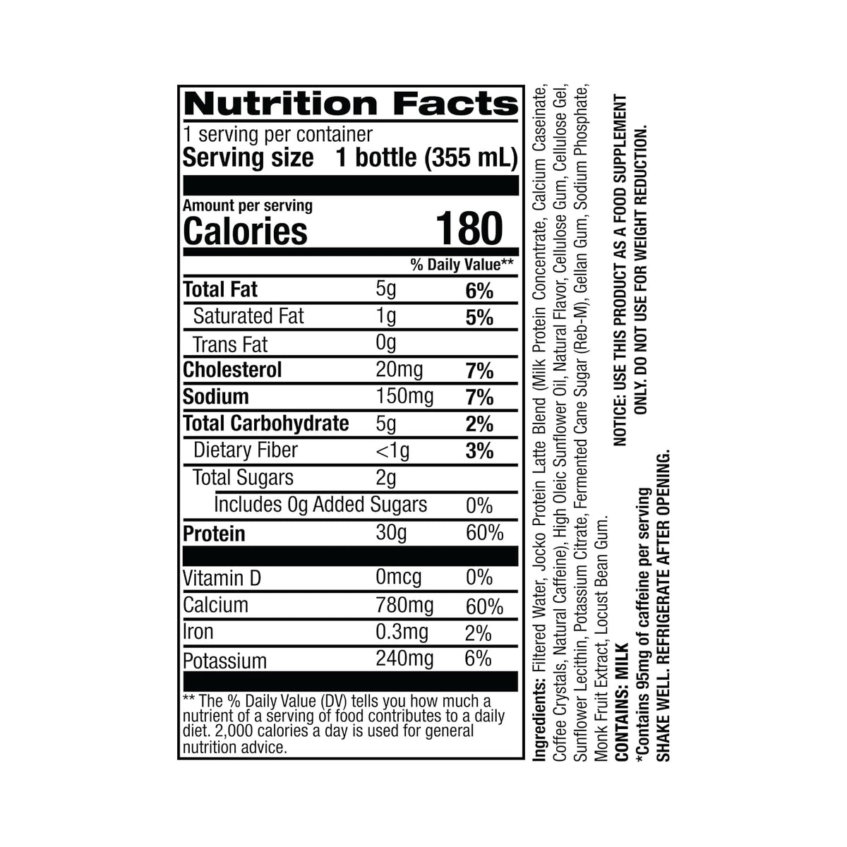 Jocko Fuel High Protein Shakes, Sweet Cream Coffee, 12 fl oz | 12 Pack