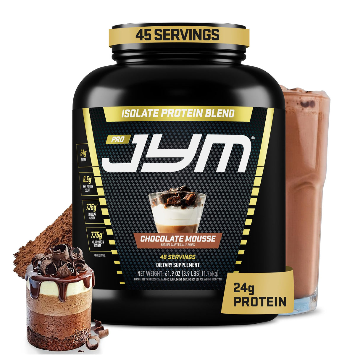 JYM Tahitian Vanilla Bean Whey & Casein Protein Powder, 1.7 lb, 22 Servings