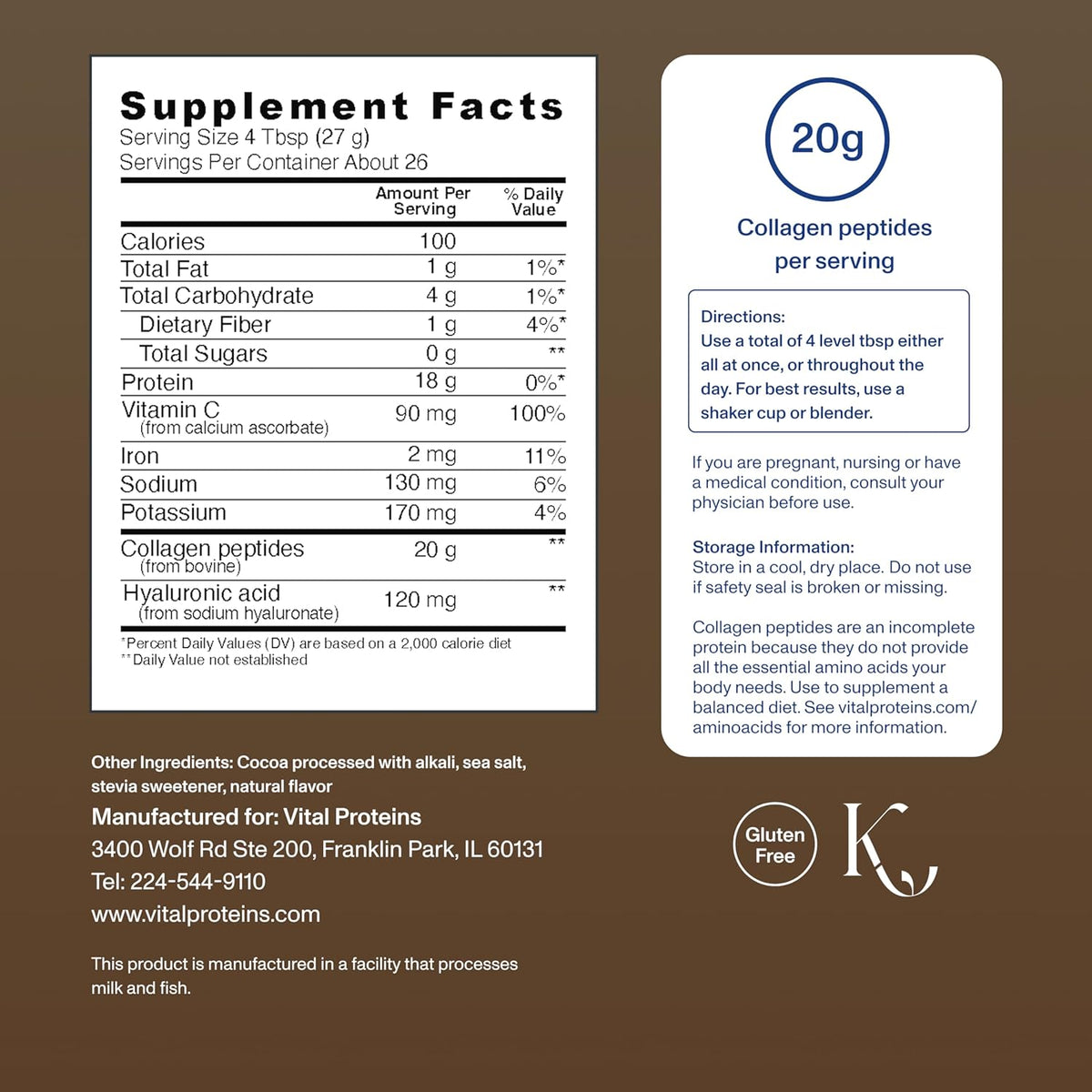 Vital Proteins Collagen Peptides Advanced, Chocolate, 24.7oz