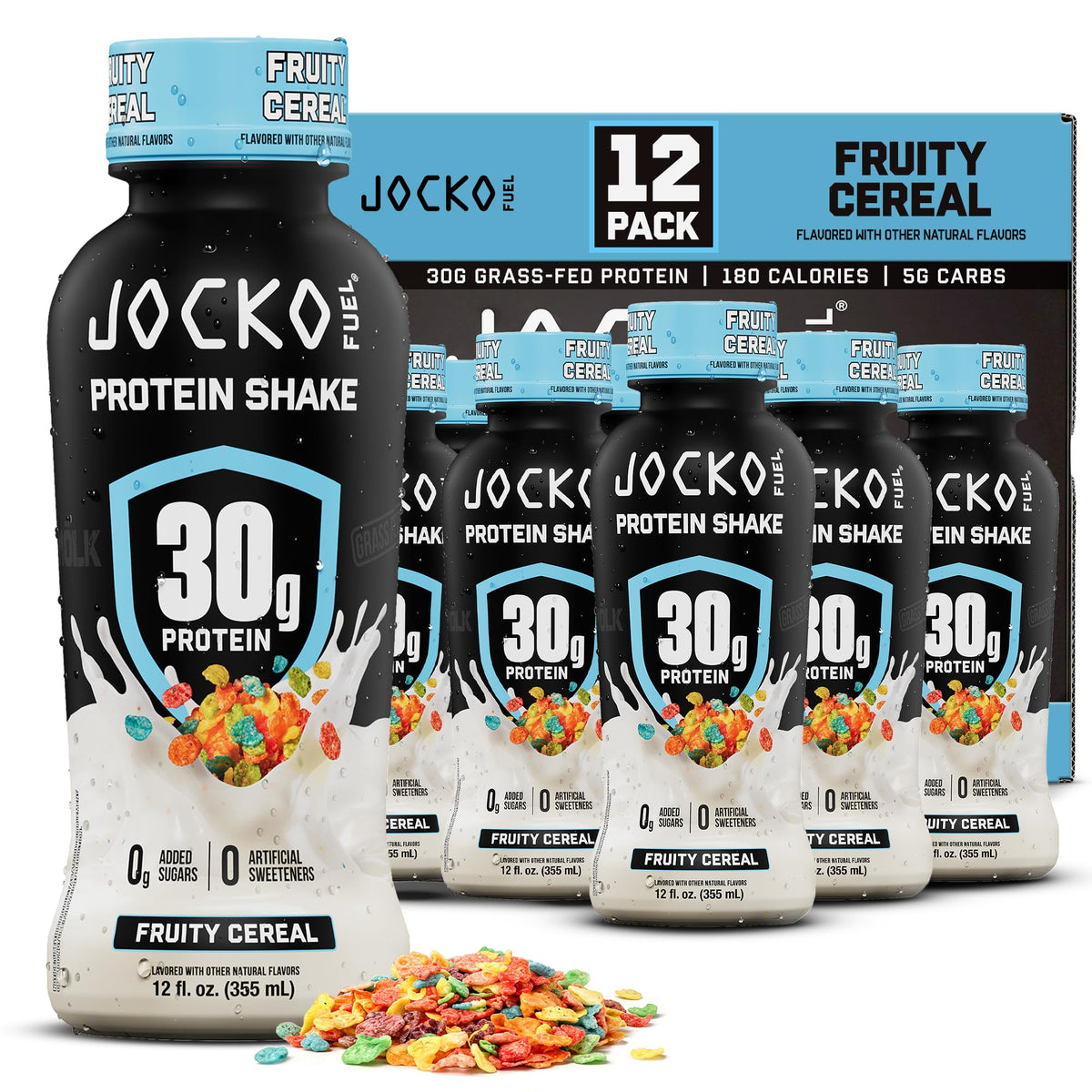 Jocko Fuel High Protein Shakes, Sweet Cream Coffee, 12 fl oz | 12 Pack