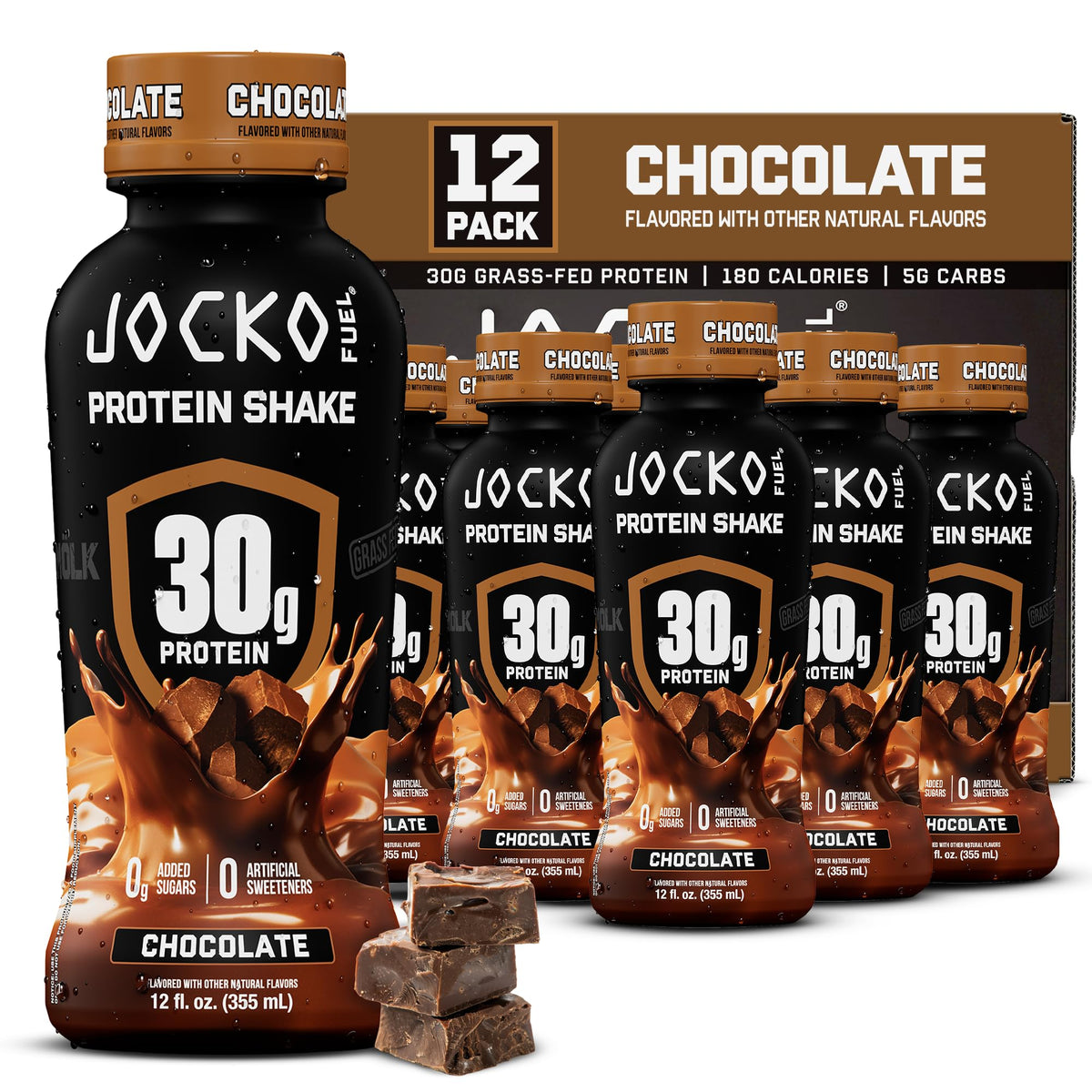 Jocko Fuel High Protein Shakes, Sweet Cream Coffee, 12 fl oz | 12 Pack