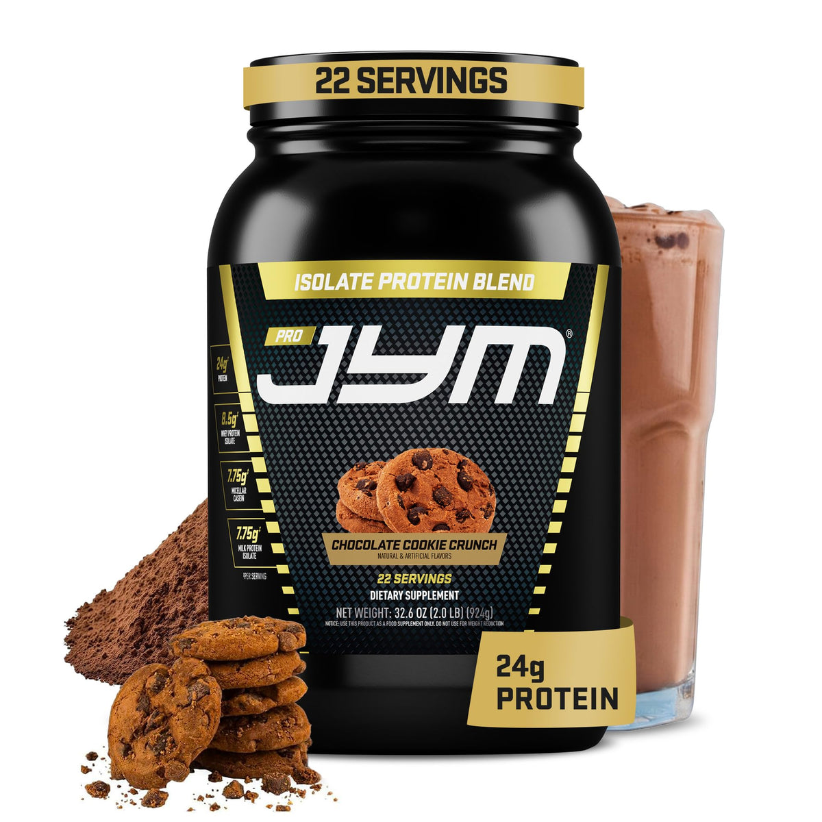 JYM Tahitian Vanilla Bean Whey & Casein Protein Powder, 1.7 lb, 22 Servings