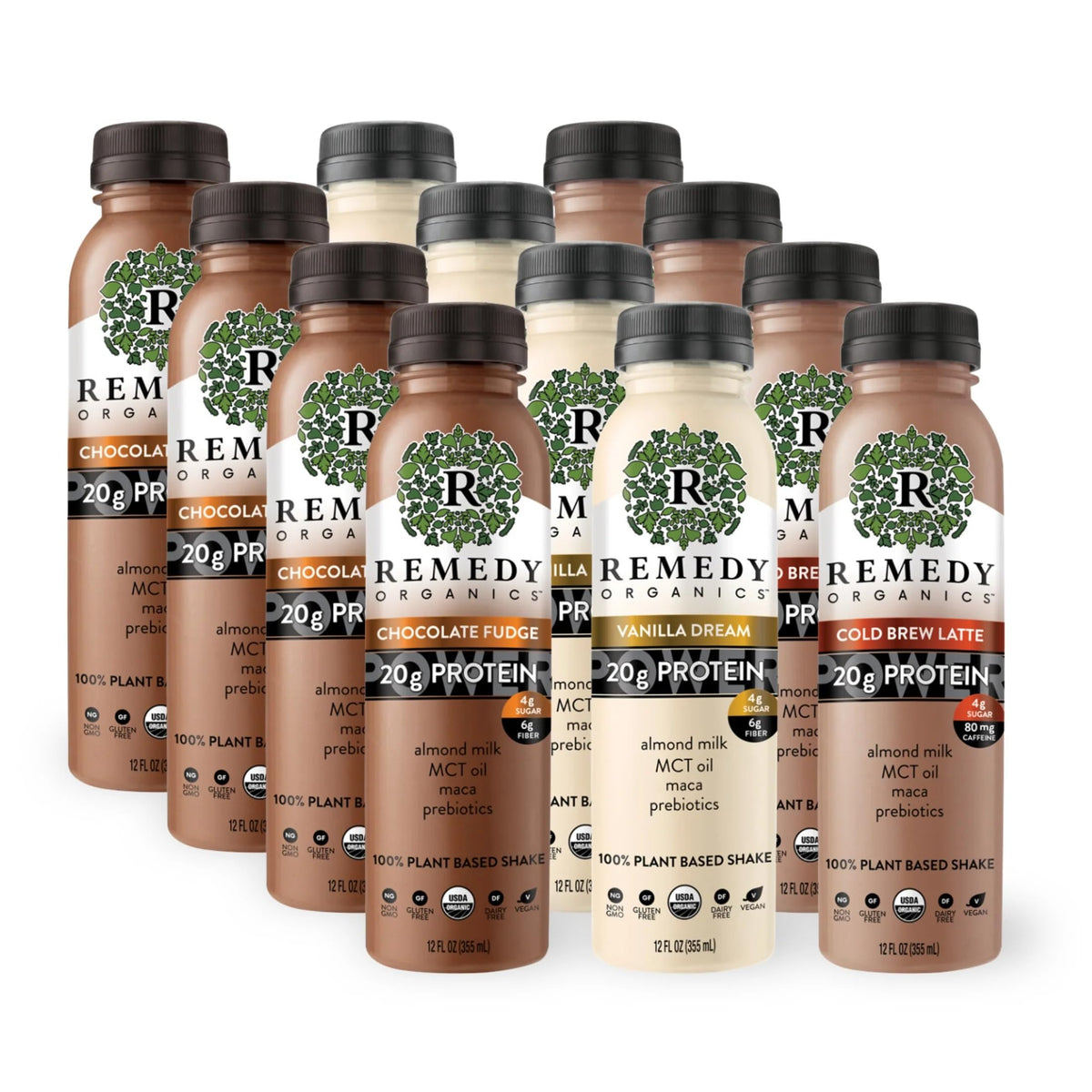 Remedy Organics Vanilla Dream Power 12-Pack | Plant Based MCT Oil Protein Shakes, Ready to Drink | USDA Organic, Vegan, Gluten Free, Dairy Free, Soy Free |12 Vanilla Dream Bottles