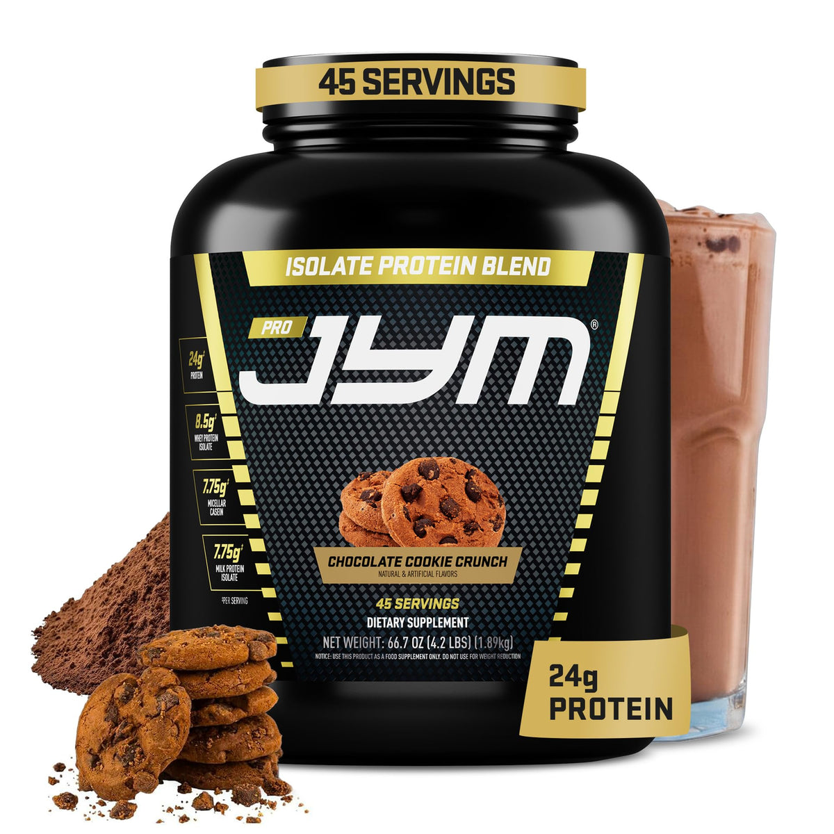 JYM Tahitian Vanilla Bean Whey & Casein Protein Powder, 1.7 lb, 22 Servings