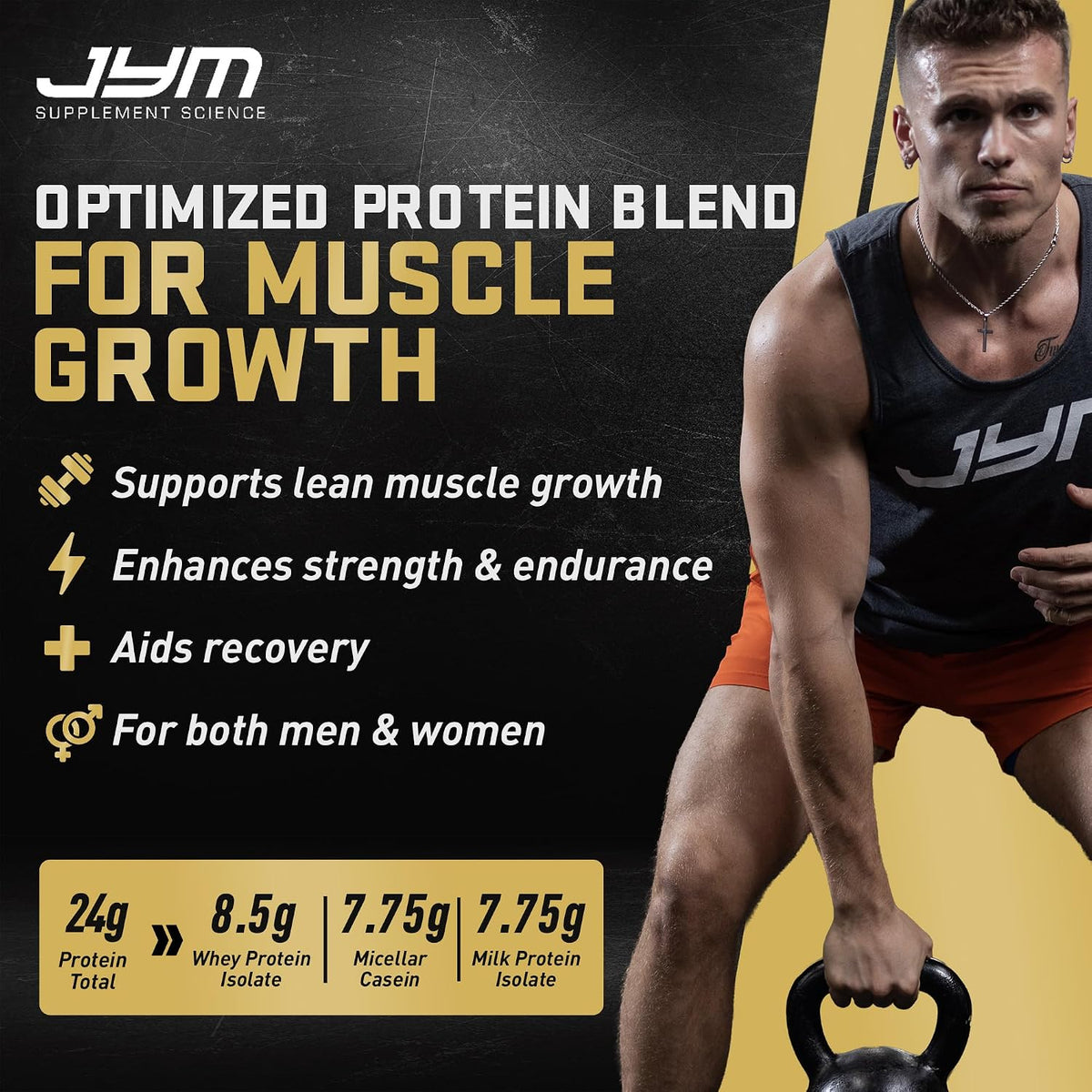 JYM Tahitian Vanilla Bean Whey & Casein Protein Powder, 1.7 lb, 22 Servings